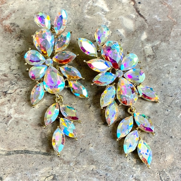 AB Crystal Chandelier Earrings for Bridal, Prom, Pageant, Holiday - Picture 8 of 9